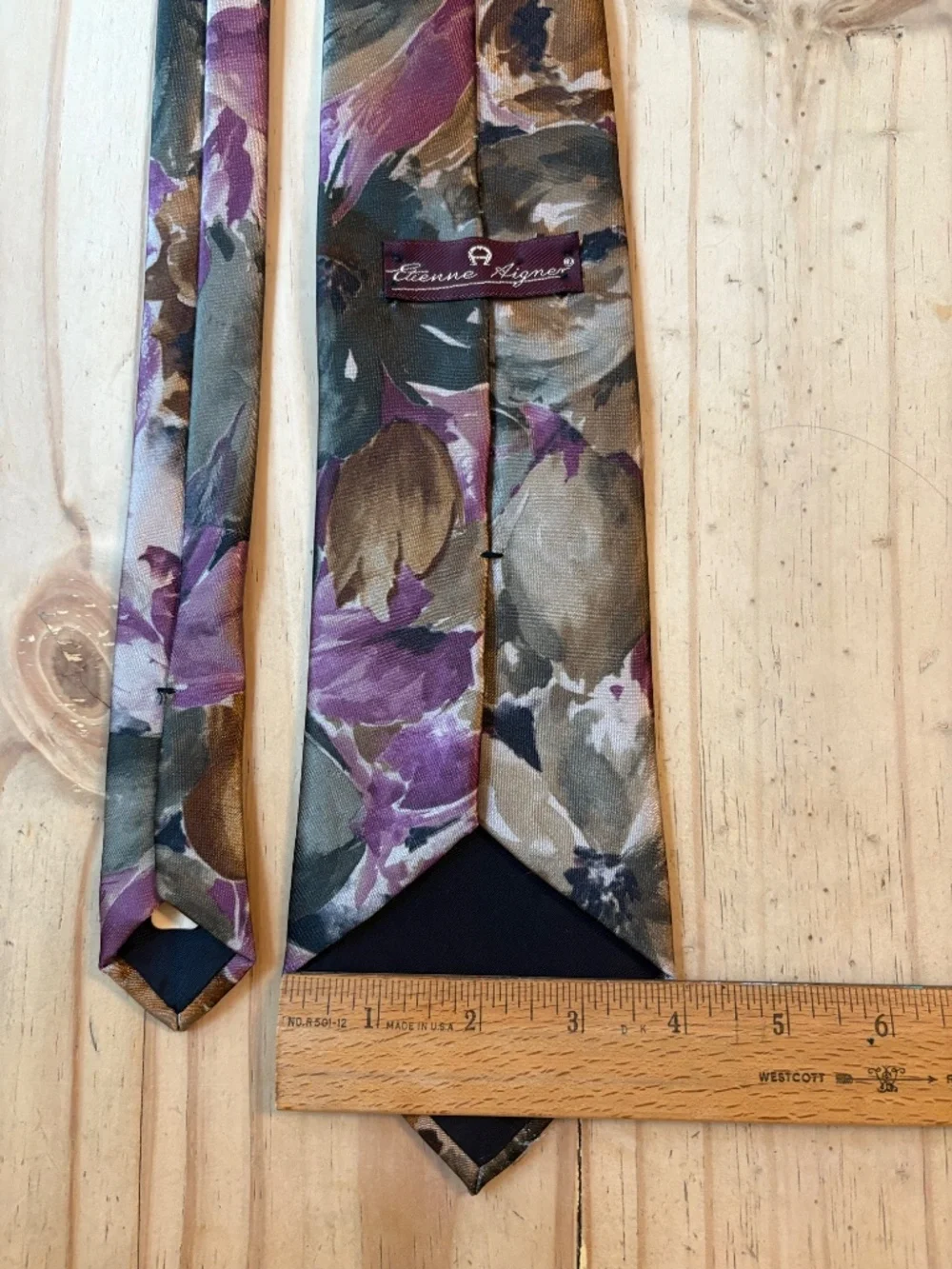 Vintage Etienne Aigner 90s Watercolor Floral Silk Tie